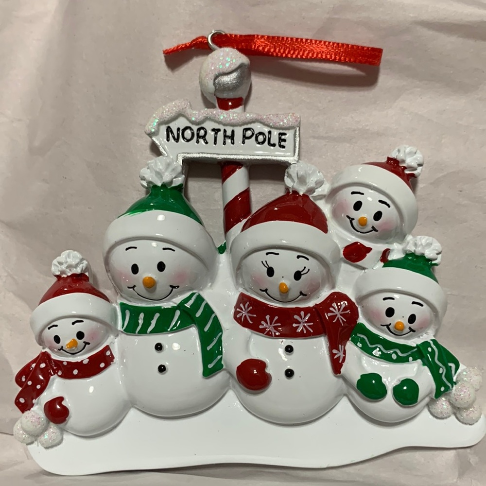 Beautiful colorful Christmas ornament Snowman family of 5